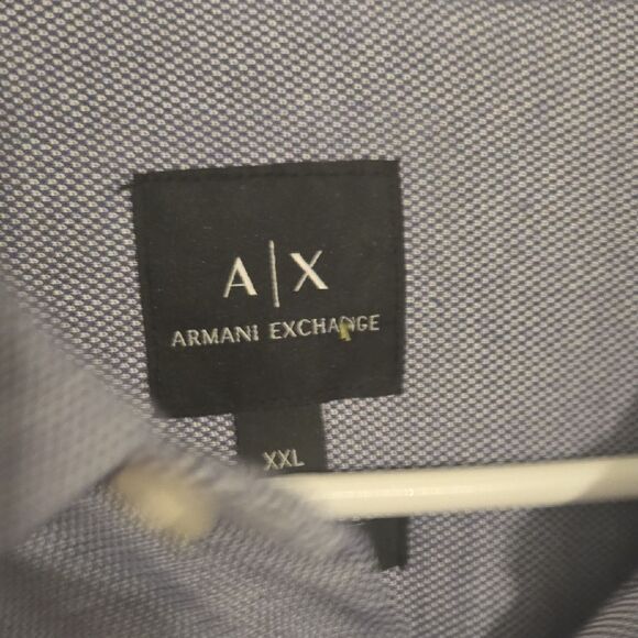 Armani Exchange Blue Casual Button Down Shirt Classic Collar - Picture 3 of 7